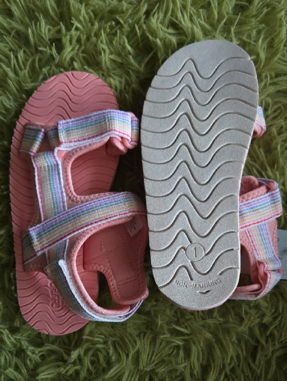 Kids‎ Pink Strappy Sandals with Rainbow Straps